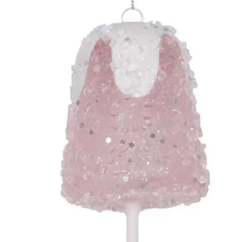 Large Pink Candy Lollipop Ornament 10-Inch Sparkling Gumdrop Holiday Tree Decor